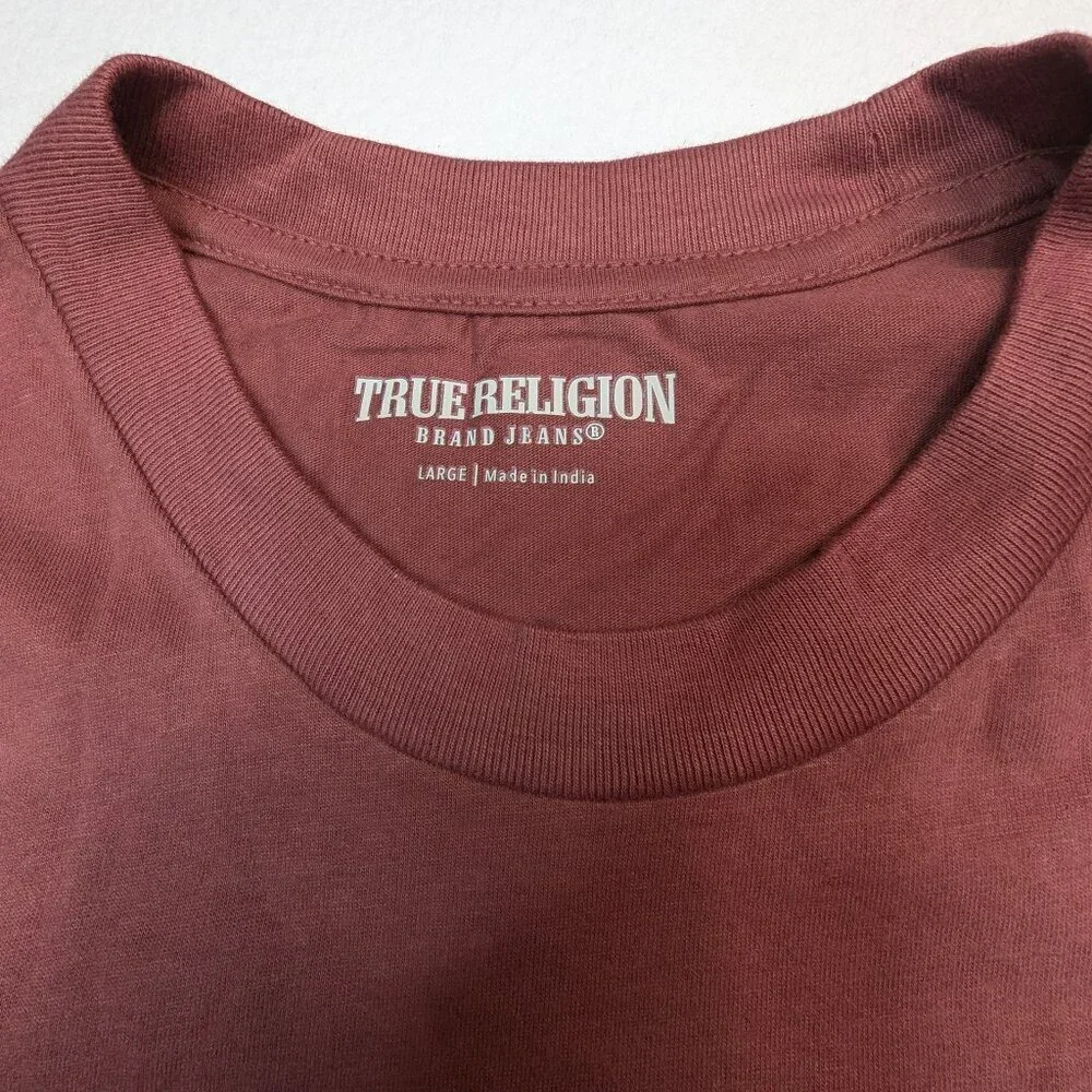 NWT True Religion Mens Sangria Cotton Buddha Face SS Tee Graphic T-Shirt $59